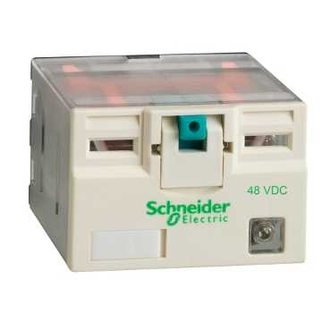 SCHNEIDER-ELECTRIC RPM VERMOGENSRELAIS INSTEEKRELAIS CONTACT 4W 15A SPOELSPANNING 48VDC VERGR. TESTKNOP LED + STAND INDICATOR 