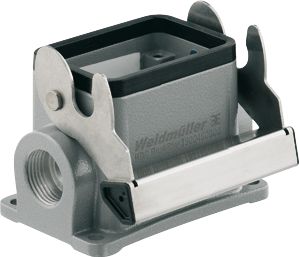 WEIDMULLER RECHTHOEKIGE (INDUSTRIE) CONNECTOR (BXHXL) 92.5X92X82MM UITVOERING BEHUIZING SOKKELBEHUIZING BEHUIZING ALUMINIUM POSITIE KABELTOEVOER OVERIG TYPE VERGRENDELING LANGSBEUGEL RECHTHOEKIG MET KLAPDEKSEL 1 LEIDING