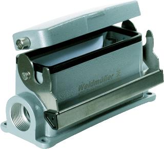 WEIDMULLER RECHTHOEKIGE (INDUSTRIE) CONNECTOR (BXHXL) 98.8X86X144MM UITVOERING BEHUIZING SOKKELBEHUIZING BEHUIZING ALUMINIUM POSITIE KABELTOEVOER OVERIG TYPE VERGRENDELING LANGSBEUGEL RECHTHOEKIG MET KLAPDEKSEL 1 LEIDIN