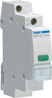 HAGER LED SIGNAALMODULE GROEN RECHTHOEKIG 230V AC LICHTBRON IP20 KUNSTSTOF / GRIJS 