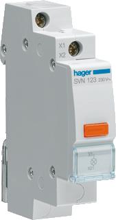 HAGER LED SIGNAALMODULE ORANJE RECHTHOEKIG 230V AC LICHTBRON IP20 KUNSTSTOF / GRIJS 