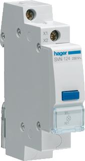 HAGER LED SIGNAALMODULE BLAUW RECHTHOEKIG 230V AC LICHTBRON IP20 KUNSTSTOF / GRIJS 
