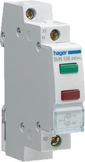 HAGER LED SIGNAALMODULE GROEN/ROOD RECHTHOEKIG 230V AC LICHTBRON IP20 KUNSTSTOF / GRIJS 