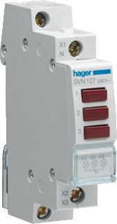 HAGER LED SIGNAALMODULE 3X ROOD RECHTHOEKIG 230V AC LICHTBRON IP20 KUNSTSTOF / GRIJS 