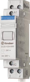 FINDER INSTALLATIERELAIS 17,4 MM BREED 2 MAAKCONTACTEN 20 A /250VAC SPOELSPANNING 24VAC CONTACTMATERIAAL AGSNO2