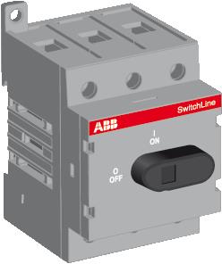 ABB LASTSCHAKELAAR 3P 63A BODEM-DIN-RAIL MONTAGE FRONTBEDIENING VASTE ZWARTE KNOP VERL-MOGELIJK