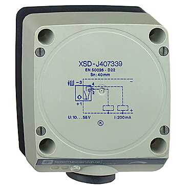 SCHNEIDER XSDH INDUCTIEVE BENADERINGSSCHAKELAAR 80X80X40MM K.STOF N-AFG D.AFST. 40MM 12-48VDC PNP NO+NC WARTEL PG13,5 4-DR 