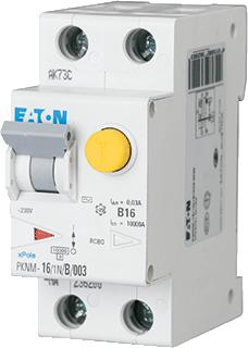 EATON PKNM AARDLEKAUTOMAAT 1P+N C-KARAKTERISTIEK 25A FOUTSTROOM 30MA TYPE LEKSTROOM: A IEC/EN 61009: 10KA 2 MOD. BREED: 35MM 