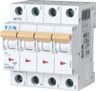 EATON PLSM-B13/4-MW INSTALLATIEAUTOMAAT 4P B-KARAKTERISTIEK 13A IEC/EN 60898-1 10KA 4 MODULEN BREEDTE 70MM 