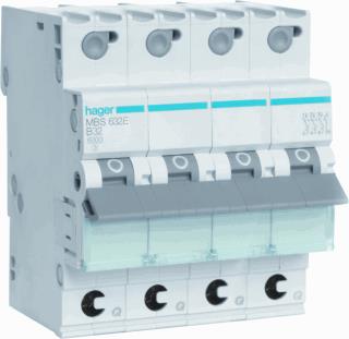 HAGER INSTALLATIEAUTOMAAT 3P+N 6KA B-KARAKTERISTIEK 32A 2 MODULEN QB QUICKBUSBAR STEEKVERBINDING 