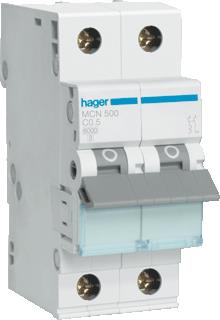 HAGER INSTALLATIEAUTOMAAT 1P+N 6KA C-KARAKTERISTIEK 0.5A 2 MODULEN 