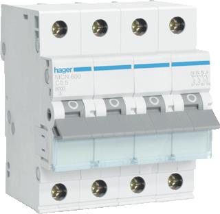 HAGER INSTALLATIEAUTOMAAT 3P+N 6KA C-KARAKTERISTIEK 0.5A 4 MODULEN 