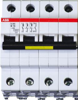 ABB S204 INSTALLATIEAUTOMAAT 4P B-KARAKTERISTIEK 6A IEC-EN 60898-1 6 KA-IEC60947-2 10 KA 4 MODULEN BREEDTE 70MM