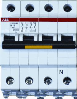 ABB S203 INSTALLATIEAUTOMAAT 3P-N K-KARAKTERISTIEK 16A IEC-EN 60898-1 6 KA-IEC60947-2 10 KA 4 MODULEN BREEDTE 70MM