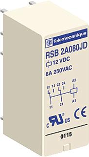 SCHNEIDER-ELECTRIC RSB HULPRELAIS INSTEEKRELAIS INTERFACE CONTACT 2W 8A MINIMUM SCHAKELCAP. U/I-5V/5MA SPOELSPANNING 24VDC 