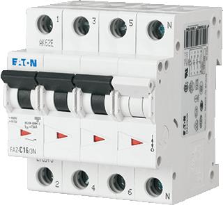 EATON FAZ INSTALLATIEAUTOMAAT 3P+N 15KA/15KA C-KARAKTERISTIEK 0.5A 4 MODULEN BREEDTE 70MM