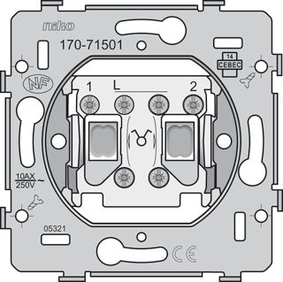 NIKO INBOUW SERIESCHAKELAAR 10A 1 WIP/DRUKKER BASISELEMENT SCHROEFKLEM 