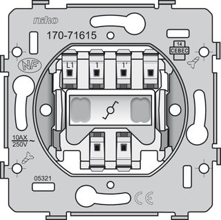 NIKO INBOUW WISSELSCHAKELAAR 10A 1 WIP/DRUKKER BASISELEMENT STEEKKLEM 