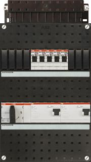 ABB HAFONORM INSTALLATIEKAST 3-FASEN 5 GROEPEN 2 ALS HS 40A 4P 24MOD KUNSTSTOF HXBXD 405X220X90MM INBOUWD. 0-45MM IP20