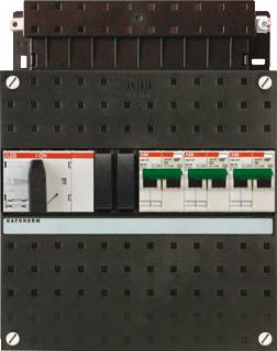 ABB HAFONORM INSTALLATIEKAST 3-FASEN 3 GROEPEN HS 40A 4P 12MOD KUNSTSTOF HXBXD 220X220X90MM INBOUWD. 0-45MM IP20