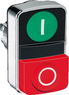 SCHNEIDER ELECTRIC 22MM DUBBELE DRUKKNOP GROEN-ROOD MET MARKERING