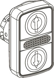 SCHNEIDER-ELECTRIC ZB4 FRONTELEMENT 2 X PULSDRUKKNOP + 1 LENS WIT/LENS TRANSP/ZWART GEEN MARKERING RECHTHOEKIG FRONTRING CHROOM