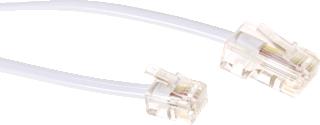 INTRONICS PLATTE TELEFOONKABEL ACT,1X RJ11 MALE 1X RJ45 MALE 2 METER MODULAR FLAT 4 WIRES PVC CYCLES 750 28AWG WIT. 