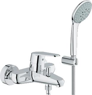 GROHE EURODISC COSMOPOLITAN BADMENGKRAAN MET DOUCHESET WAND EENGREEPS 2-GATS OMSTELINRICHTING 184MM UITLOOP VAST CHROOM