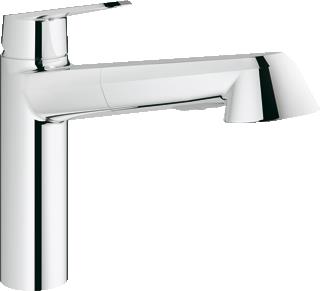 GROHE EURODISC COSMOPOLITAN KEUKENMENGKRAAN EENGREEPS HANDDOUCHE UITTREKBAAR 221MM HOOGTE 222MM UITLOOP LAAG DRAAIBAAR CHROOM 