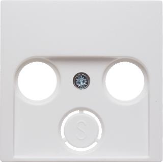 HAGER BERKER SERIE S.1/B.1/B.3/B.7 GLAS CENTRAALSTUK VOOR ANTENNECONTACTDOOS 2-EN 3-GAATS POLARWIT MAT