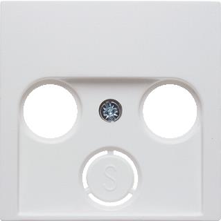 HAGER BERKER SERIE S.1/B.3/B.7 GLAS CENTRAALSTUK VOOR ANTENNECONTACTDOOS 2-EN 3-GAATS POLARWIT GLANZEND