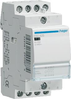 HAGER MAGNEETSCHAKELAAR AC ESC 4NO 25 AC-1 400V / 8.5 AC-3 400V / KW AC-3 400V U-SPOEL 230V 50HZ 230V 60HZ 