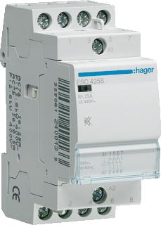 HAGER MAGNEETSCHAKELAAR AC ESC 4NO 25 AC-1 400V / 8.5 AC-3 400V / KW AC-3 400V U-SPOEL 230V 50HZ 230V 60HZ 