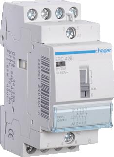 HAGER MAGNEETSCHAKELAAR AC ERC 3NO 1NC 25 AC-1 400V / 8.5 AC-3 400V / KW AC-3 400V U-SPOEL 230V 50HZ 230V 60HZ 