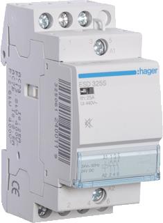 HAGER MAGNEETSCHAKELAAR AC ESD 3NO 25 AC-1 400V / 8.5 AC-3 400V / KW AC-3 400V U-SPOEL 24V 50HZ 24V 60HZ 