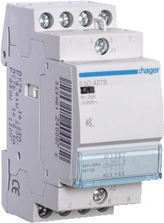 HAGER MAGNEETSCHAKELAAR AC ESD 2NO 2NC 25 AC-1 400V / 8.5 AC-3 400V / KW AC-3 400V U-SPOEL 24V 50HZ 24V 60HZ 