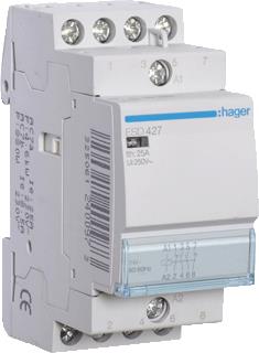 HAGER MAGNEETSCHAKELAAR AC ESD 2NO 2NC 25 AC-1 400V / 8.5 AC-3 400V / KW AC-3 400V U-SPOEL 24V 50HZ 24V 60HZ 