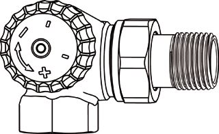 HEIMEIER V-EXACT II VOORINSTELBARE THERMOSTATISCHE RADIATORKRAAN 1/2 DUBBEL HAAKS LINKS. T.B.V. M30 KOP 