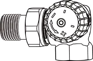 HEIMEIER V-EXACT II VOORINSTELBARE THERMOSTATISCHE RADIATORKRAAN 1/2 DUBBEL HAAKS RECHTS. T.B.V. M30 KOP 