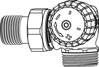 HEIMEIER V-EXACT II VOORINSTELBARE THERMOSTATISCHE RADIATORKRAAN 3/4 DUBBEL HAAKS RECHTS. T.B.V. M30 KOP 