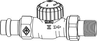 HEIMEIER V-EXAKT II VOORINSTELBARE THERMOSTATISCHE RADIATORKRAAN 1/2 RECHT. MET VIEGA-PERS AANSLUITING