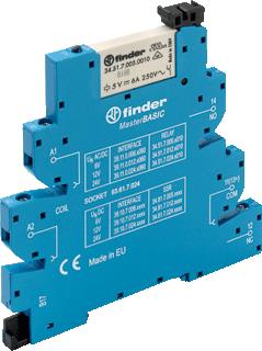 FINDER INTERFACERELAIS (VOET+RELAIS) MASTERBASIC SCHROEFAANSLUITING 6,2 MM 1 WISSELCONTACT 6A /250VAC SPOELSPANNING 6 VAC/DC