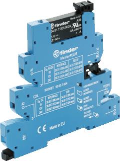 FINDER INTERFACERELAIS (VOET+RELAIS) MASTERPLUS SCHROEFAANSLUITING 6,2 MM SOLID STATE 1M 2A/240VAC AANSLUITSPANNING 24 VAC/DC 