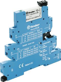 FINDER INTERFACERELAIS (VOET+RELAIS) MASTERPLUS SCHROEFAANSLUITING 6,2MM 1 WISSELCONTACT 6A /250VAC SPOELSPANNING 6 VAC/DC