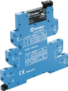 FINDER INTERFACERELAIS (VOET+RELAIS) MASTERINPUT SCHROEFAANSLUITING 6,2MM SOLID STATE 1M 2A/250VAC AANSLUITSPANNING 24 VAC/DC 