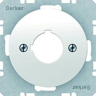 HAGER BERKER CENTRAALPLAAT VOOR MELDER/REGELTOESTEL DIAMETER 22,5MM R1/R3 GLANZEND POLARWIT 