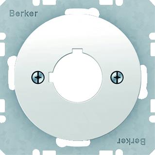 HAGER BERKER CENTRAALPLAAT VOOR MELDER/REGELTOESTEL DIAMETER 22,5MM R1/R3 GLANZEND POLARWIT