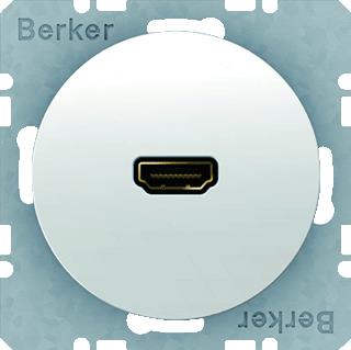 HAGER BERKER HD CONTACTDOOS MET 90 GRADEN AANSLUITING R1/R3 GLANZEND POLARWIT 