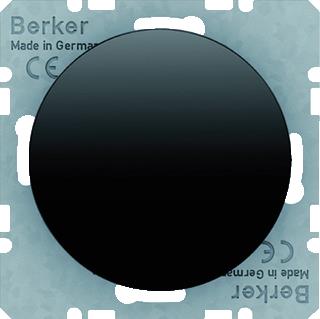 HAGER BERKER BLINDPLAAT MET CENTRAALSTUK ZONDER SPREIDKLEMMEN R1/R3 GLANZEND ZWART 