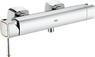 GROHE GRANDERA DOUCHEMENGKRAAN MET HANDDOUCHEHOUDER WAND TWEEGREEPS 2-GATS 150MM HART MET KOPPELINGEN CHROOM / GOUD 